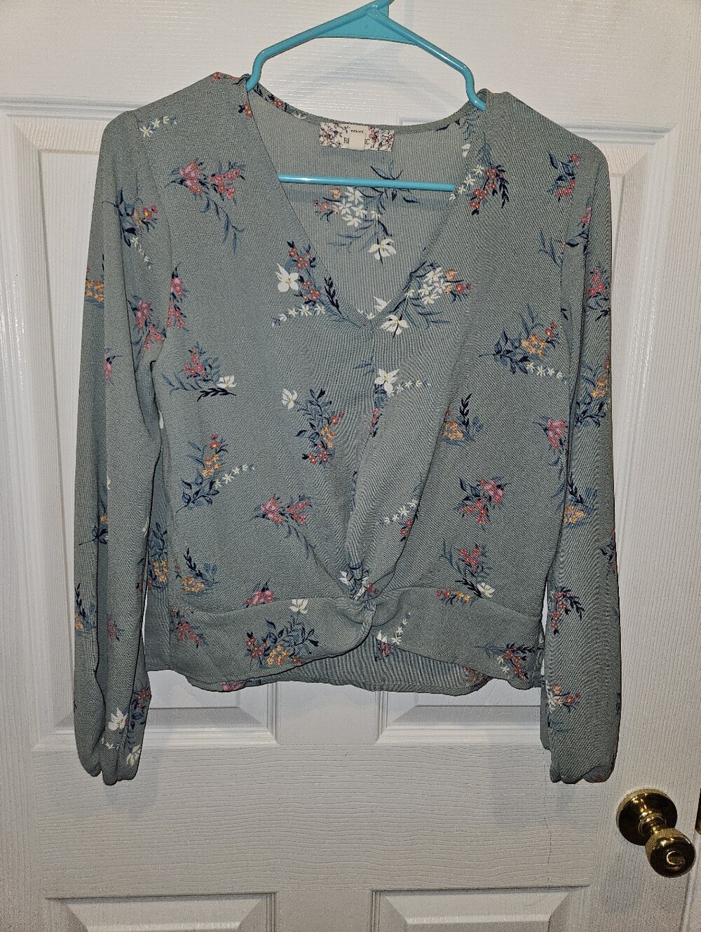 Women's Pink Republic Sage Green blouse With Floral Design Size XS